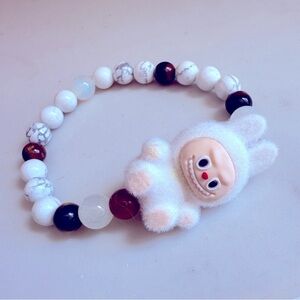 NWOT Handmade Labubu Genuine Stone Beaded Bracelet